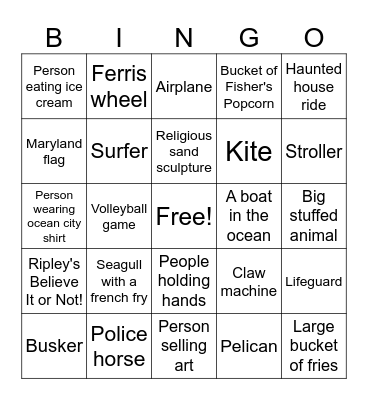 Boardwalk Bingo Card