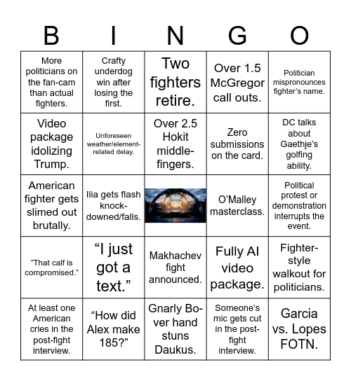 UFC FREEDOM Bingo Card