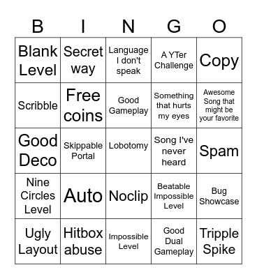 GD Recent Tab Bingo Card