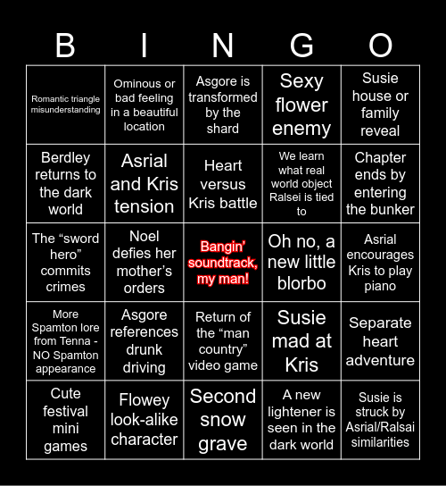 Deltarune Bingo -Ch 5 Bingo Card