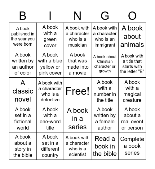 Summer Reading Bingo Card