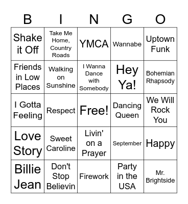 Music Bingo Card