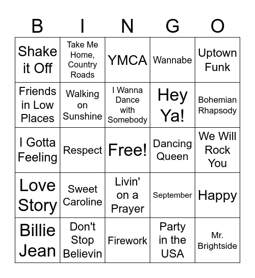 Music Bingo Card