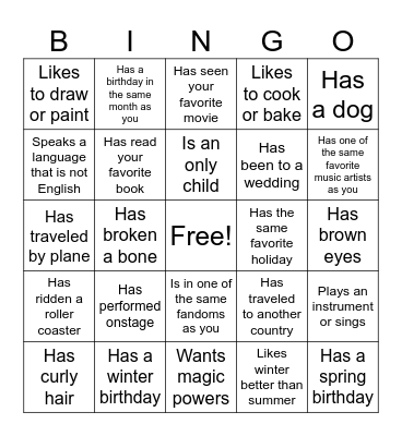 Find someone who... Bingo Card
