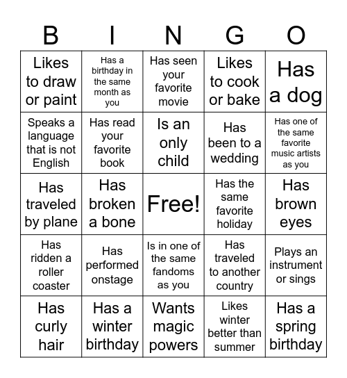 Find someone who... Bingo Card