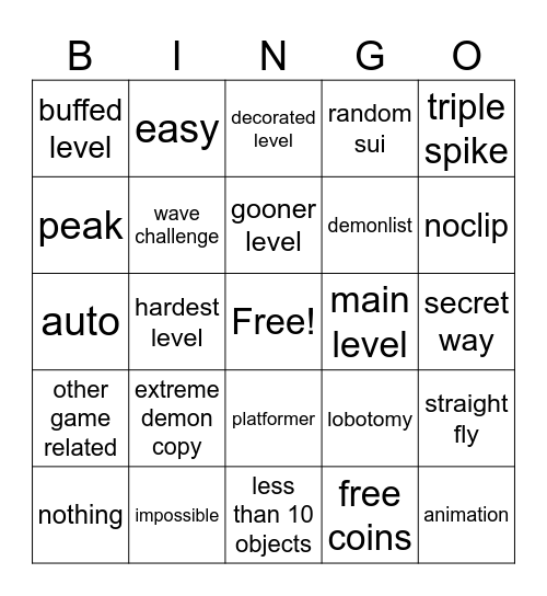 recent tab Bingo Card