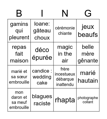 Plein cœur du RN Bingo Card