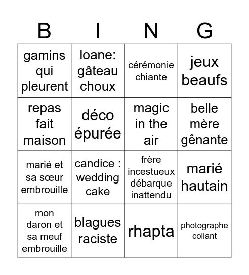 Plein cœur du RN Bingo Card