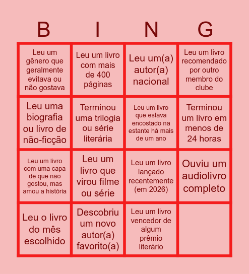 ENTRELINHAS Bingo Card