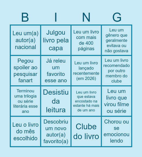 Entrelinhas Bingo Card