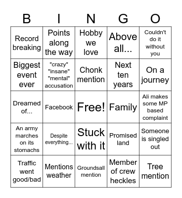 PD Speech Bingo Card
