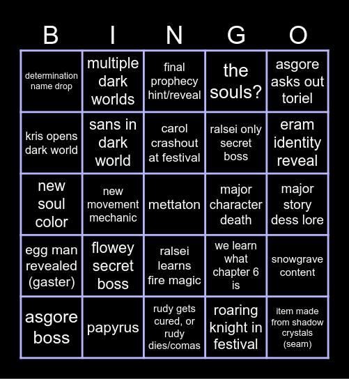 DELTARUNE CHAPTER 5 Bingo Card