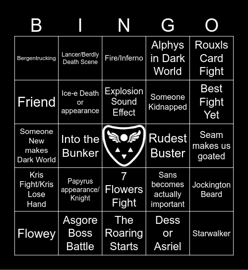 Deltarune Chapter 5 Bingo Card