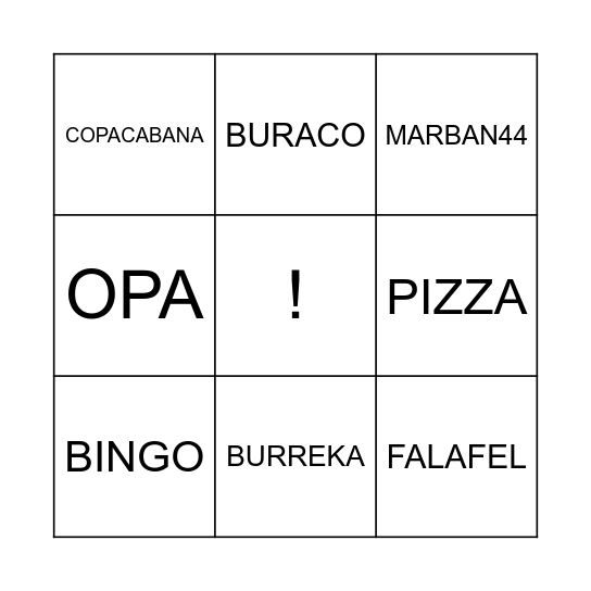 OLGA Bingo Card
