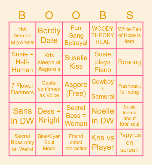 Chapter 5 Predictions Bingo Card