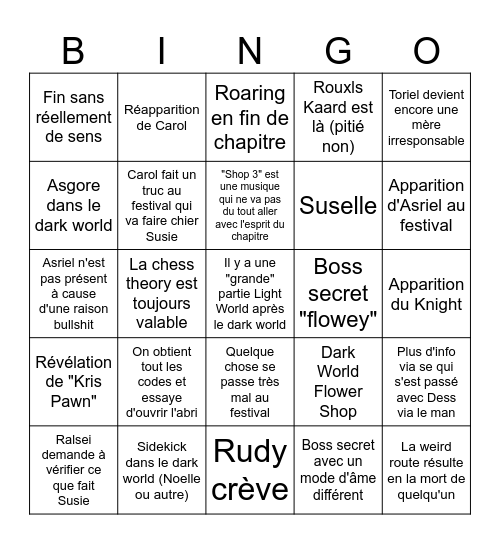 Bingo Deltarune Chap5 par Maeldaan Bingo Card