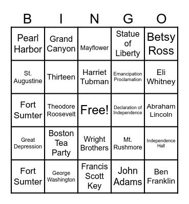 Happy Birthday, America Bingo Card