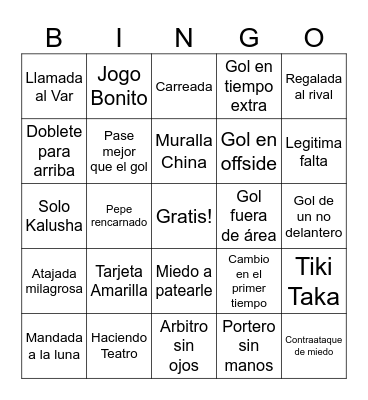 Bingo Mundialista Bingo Card