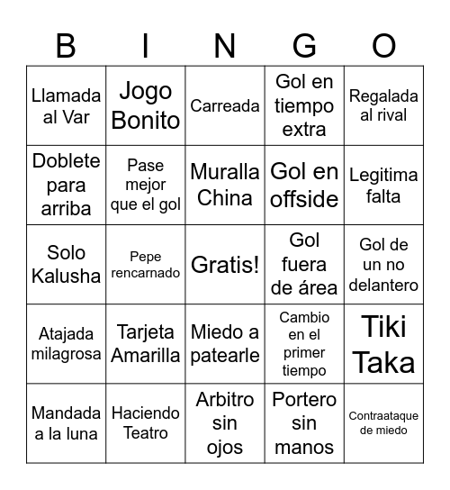 Bingo Mundialista Bingo Card
