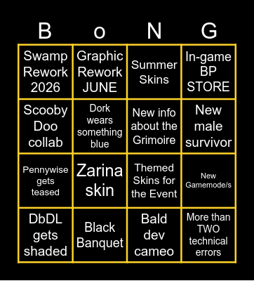 DbD's 10th ANNIVERSARY Bingo Card