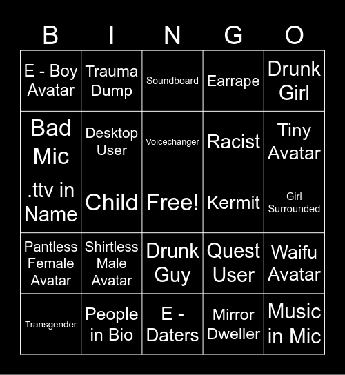 VRC BINGO Card