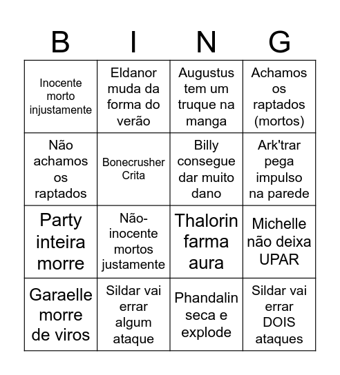 SUPER PHANDELVER BINGO Card