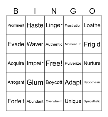 End of year Bingo Card