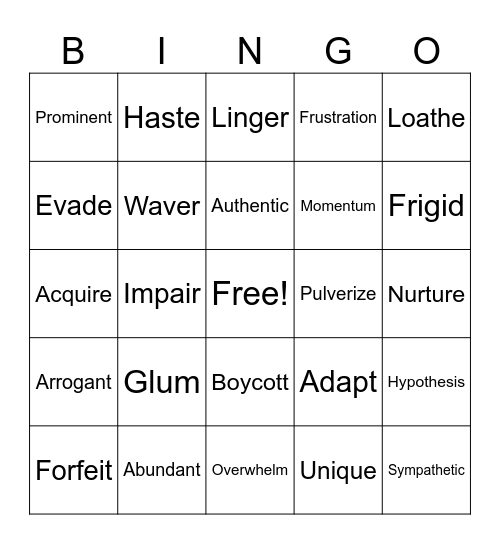 End of year Bingo Card