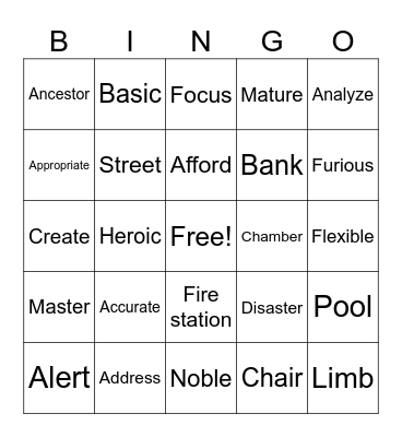 End of year Bingo Card