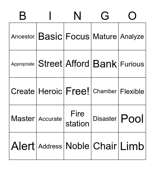 End of year Bingo Card