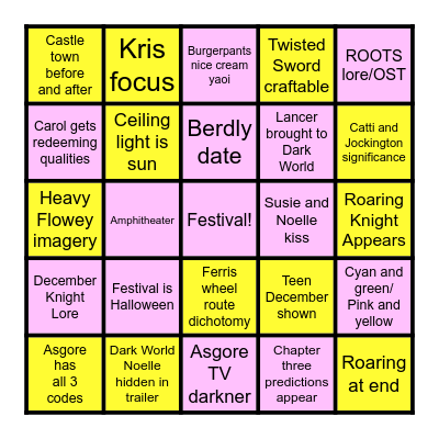 DELTARUNE Chapter 5 BINGO Card