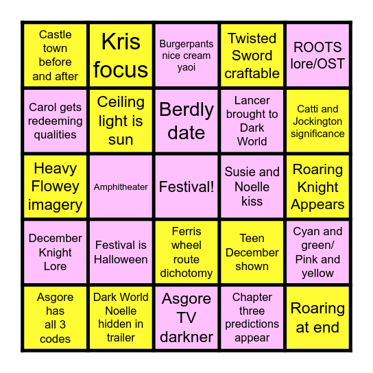 DELTARUNE Chapter 5 BINGO Card