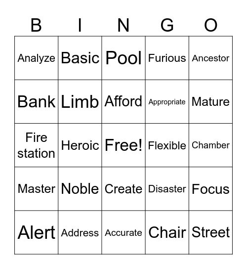 End of year Bingo Card