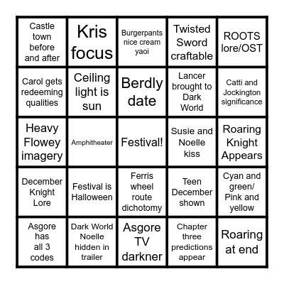 DELTARUNE Chapter 5 BINGO Card