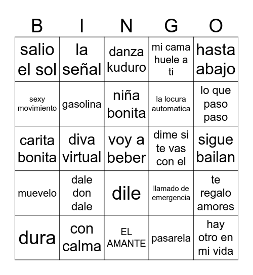 BINGO DE ABUELAS Bingo Card