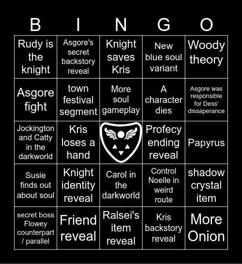 Deltarune Chapter 5 Bingo Card