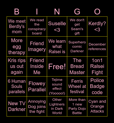 Chapter 5 Prediction Bingo Card