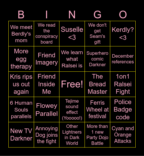 Chapter 5 Prediction Bingo Card