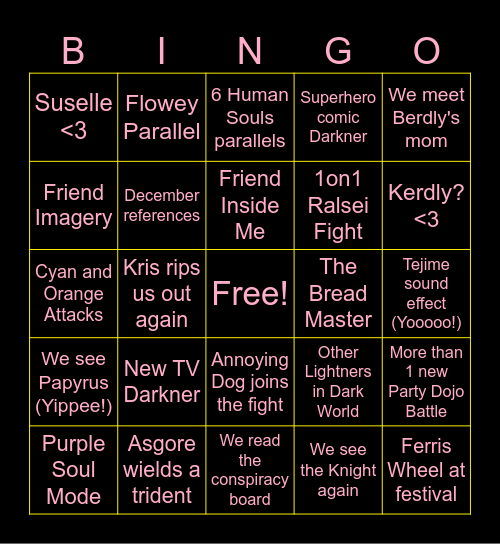 Chapter 5 Prediction Bingo Card