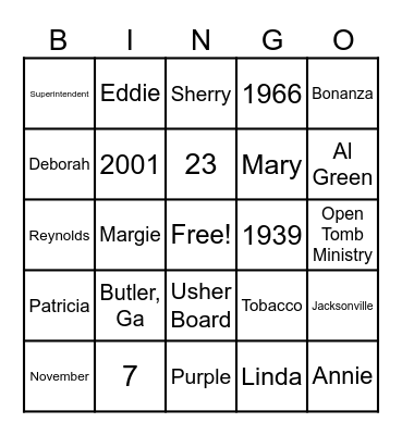 Celebrating Ella V. Stinson Bingo Card