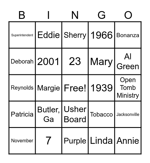 Celebrating Ella V. Stinson Bingo Card