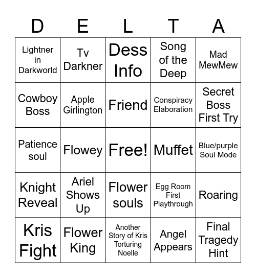 Deltarune Ch 5 Bingo Card