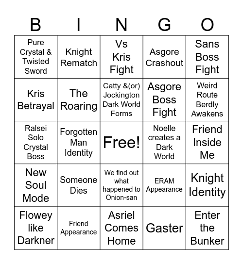 DELTARUNE CHAPTER 5 BINGO Card
