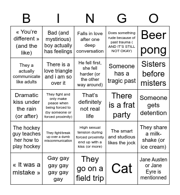 Off-Campus Bingo Card