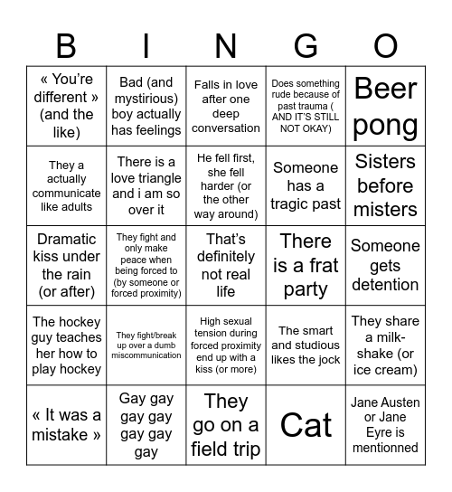 Off-Campus Bingo Card