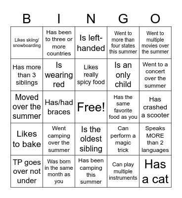 Icebreaker Bingo: Find Someone Who Bingo Card