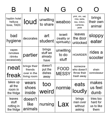 rando hate card Bingo Card