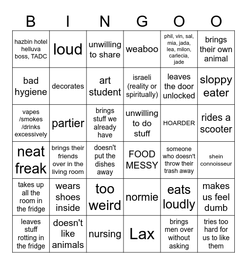 rando hate card Bingo Card