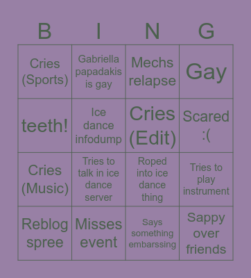 Arden teeth bingo Card