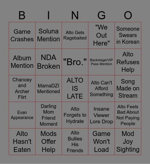 Alto Subathon Bingo Card